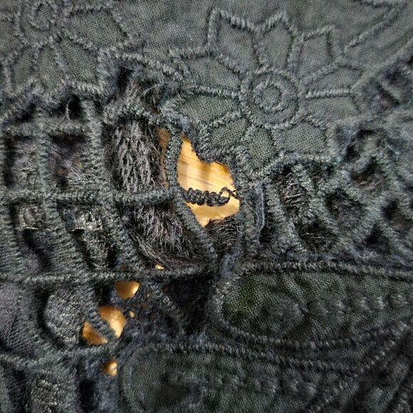 Free People Womens Size Small/Petite Black Ruffle Lace Tunic Top Boho Chic - Picture 8 of 13